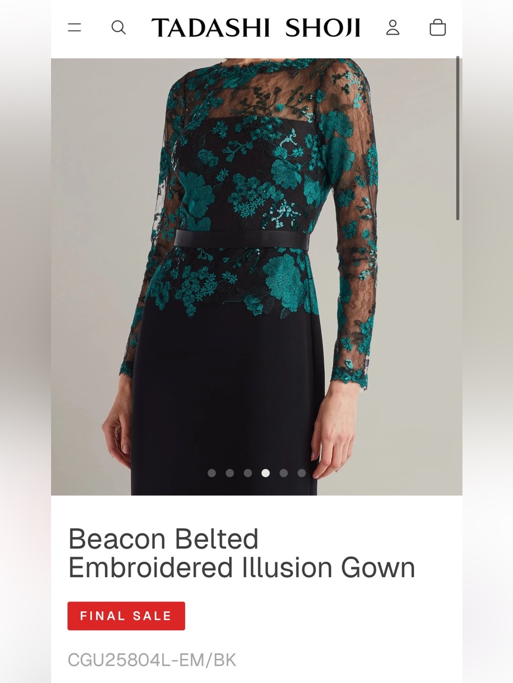 Tadashi Shoji Beacon Embroidered Illusion Lace Bodice Gown Maxi Dress NWOT $478 - Picture 13 of 13